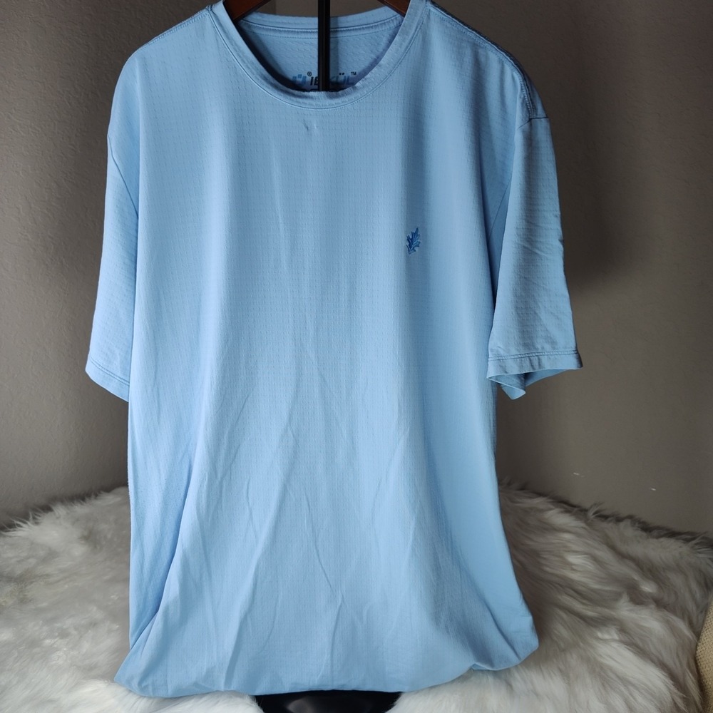 IBKUL Mens Shirt Medium Blue Short Sleeve Wicking‎ UPF 50+ Quick Dry